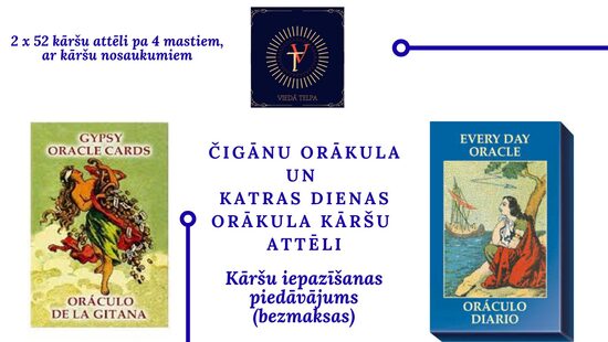Čigānu Orākulu kārtis - 4 masti - 2 x 52 kāršu attēli ar nosaukumiem